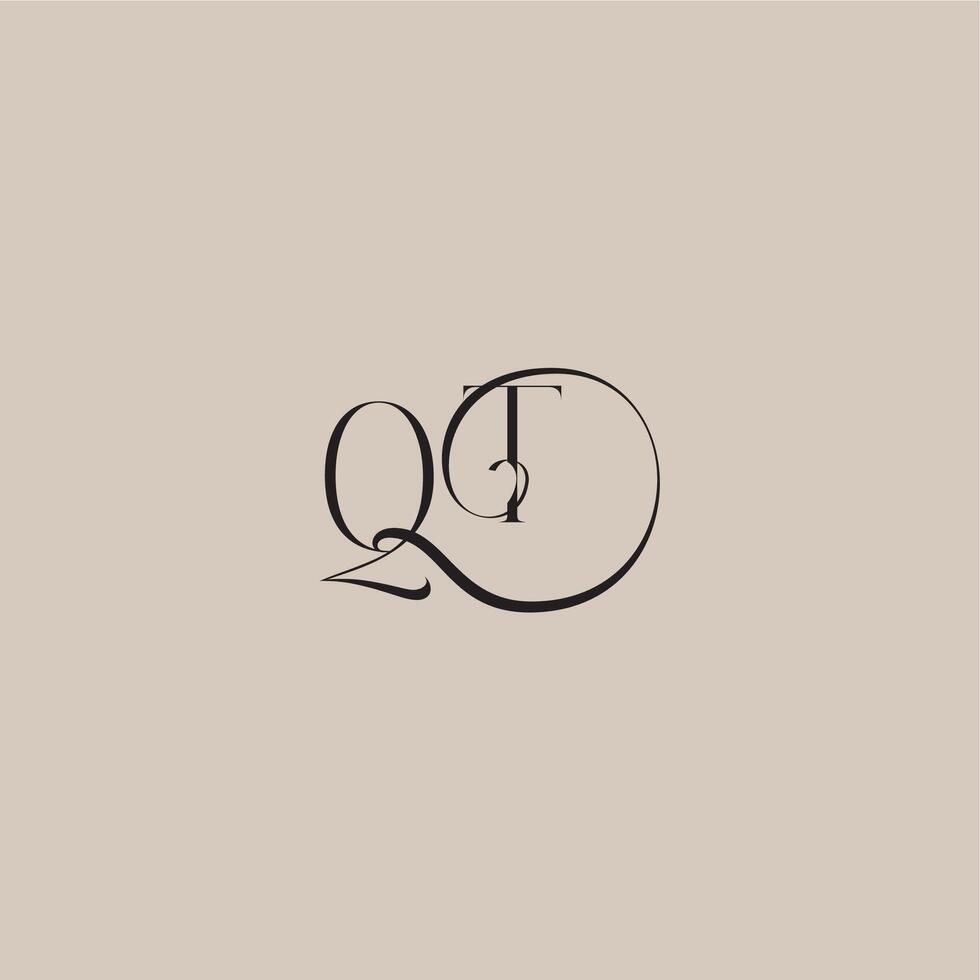 monogram wedding logo elegant and luxury style QT dinamyc curvy initial concept letter vector