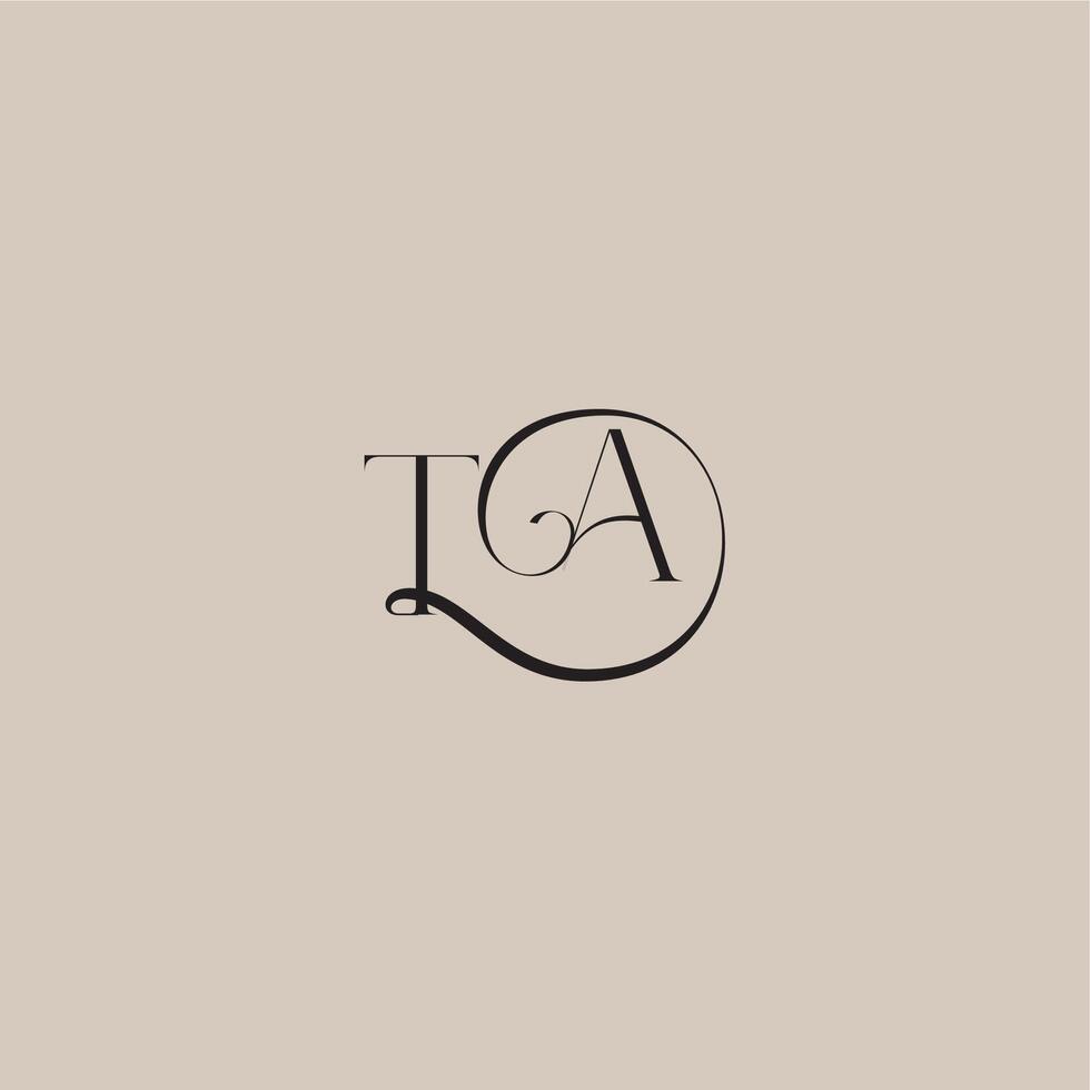 monogram wedding logo elegant and luxury style TA dinamyc curvy initial concept letter vector