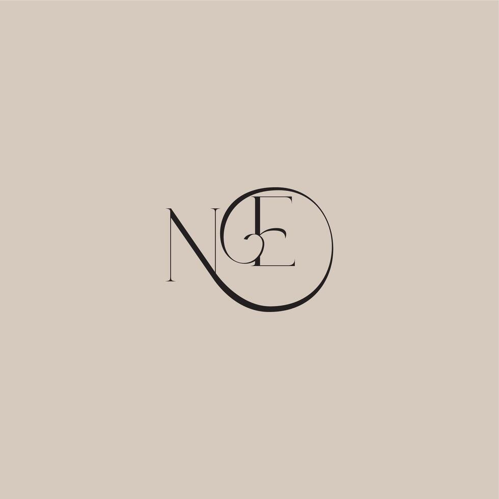 monogram wedding logo elegant and luxury style NE dinamyc curvy initial concept letter vector