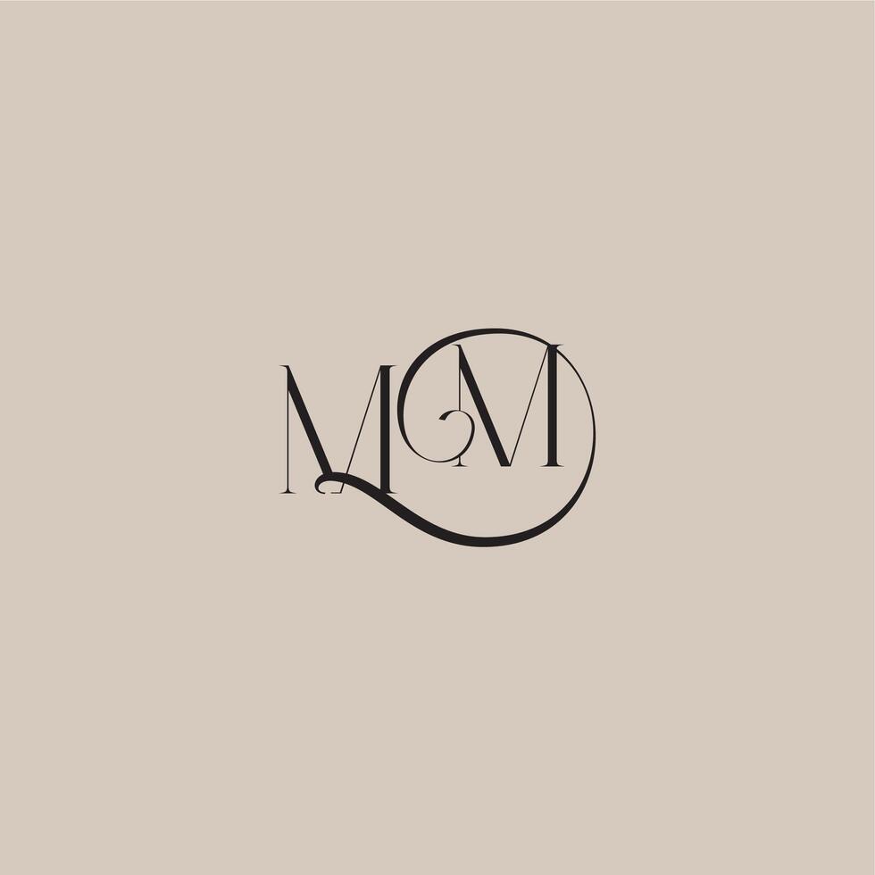 monogram wedding logo elegant and luxury style MM dinamyc curvy initial concept letter vector