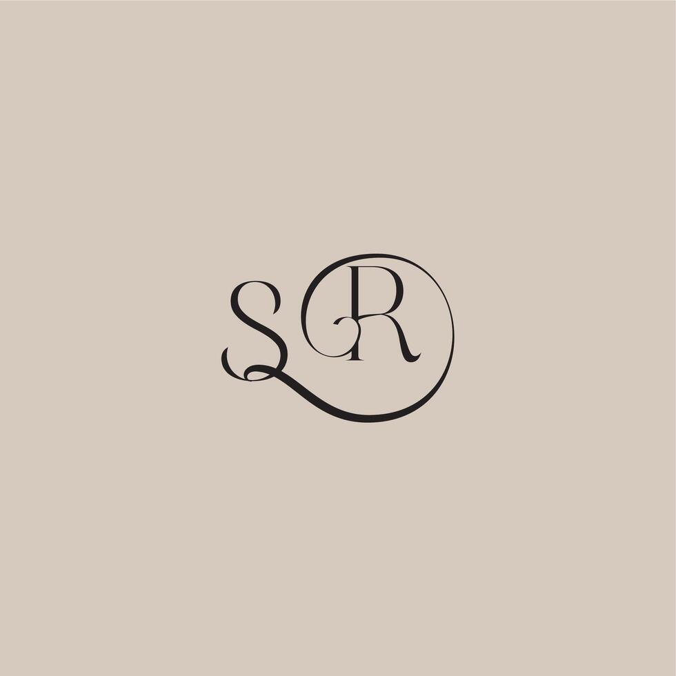 monogram wedding logo elegant and luxury style SR dinamyc curvy initial concept letter vector