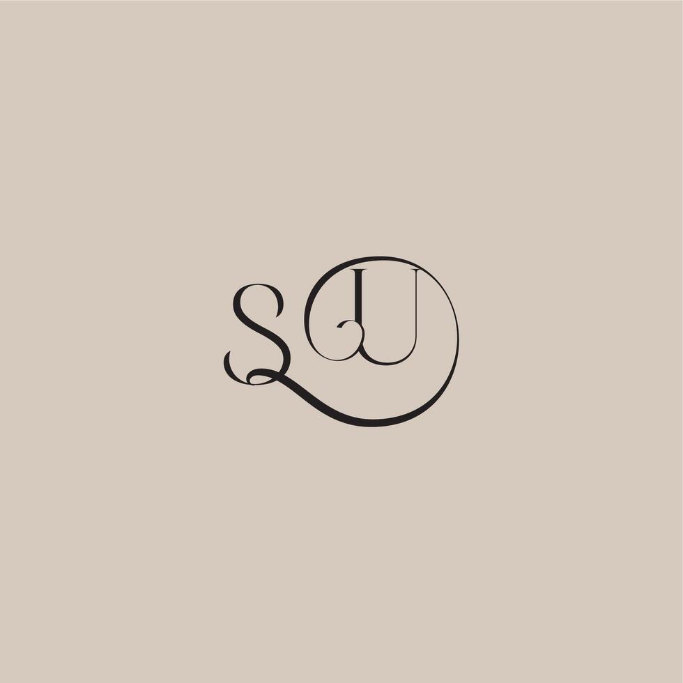 monogram wedding logo elegant and luxury style SU dinamyc curvy initial concept letter vector