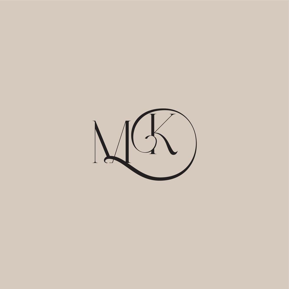 monogram wedding logo elegant and luxury style MK dinamyc curvy initial concept letter vector