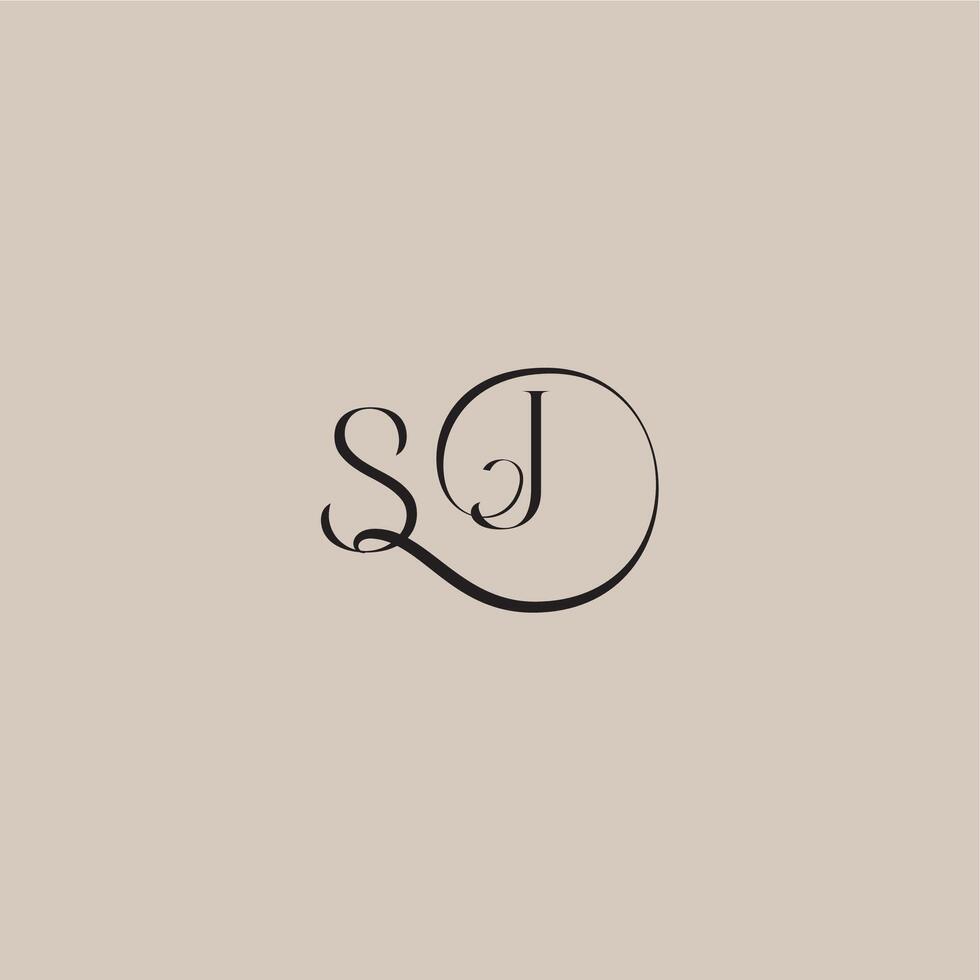 monogram wedding logo elegant and luxury style SJ dinamyc curvy initial concept letter vector