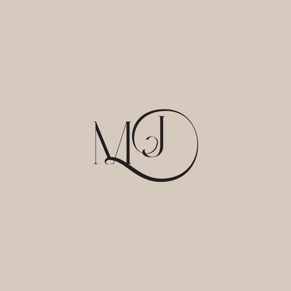 monogram wedding logo elegant and luxury style MJ dinamyc curvy initial concept letter vector