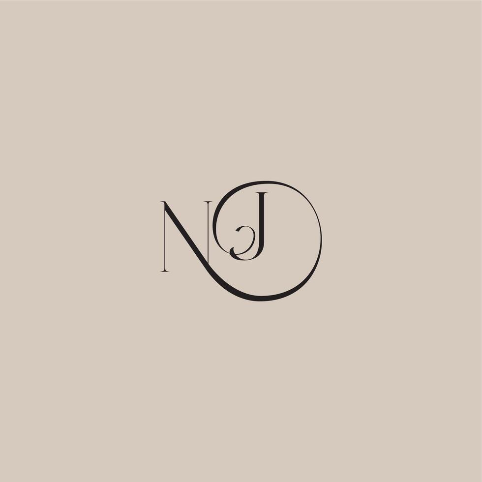monogram wedding logo elegant and luxury style NJ dinamyc curvy initial concept letter vector