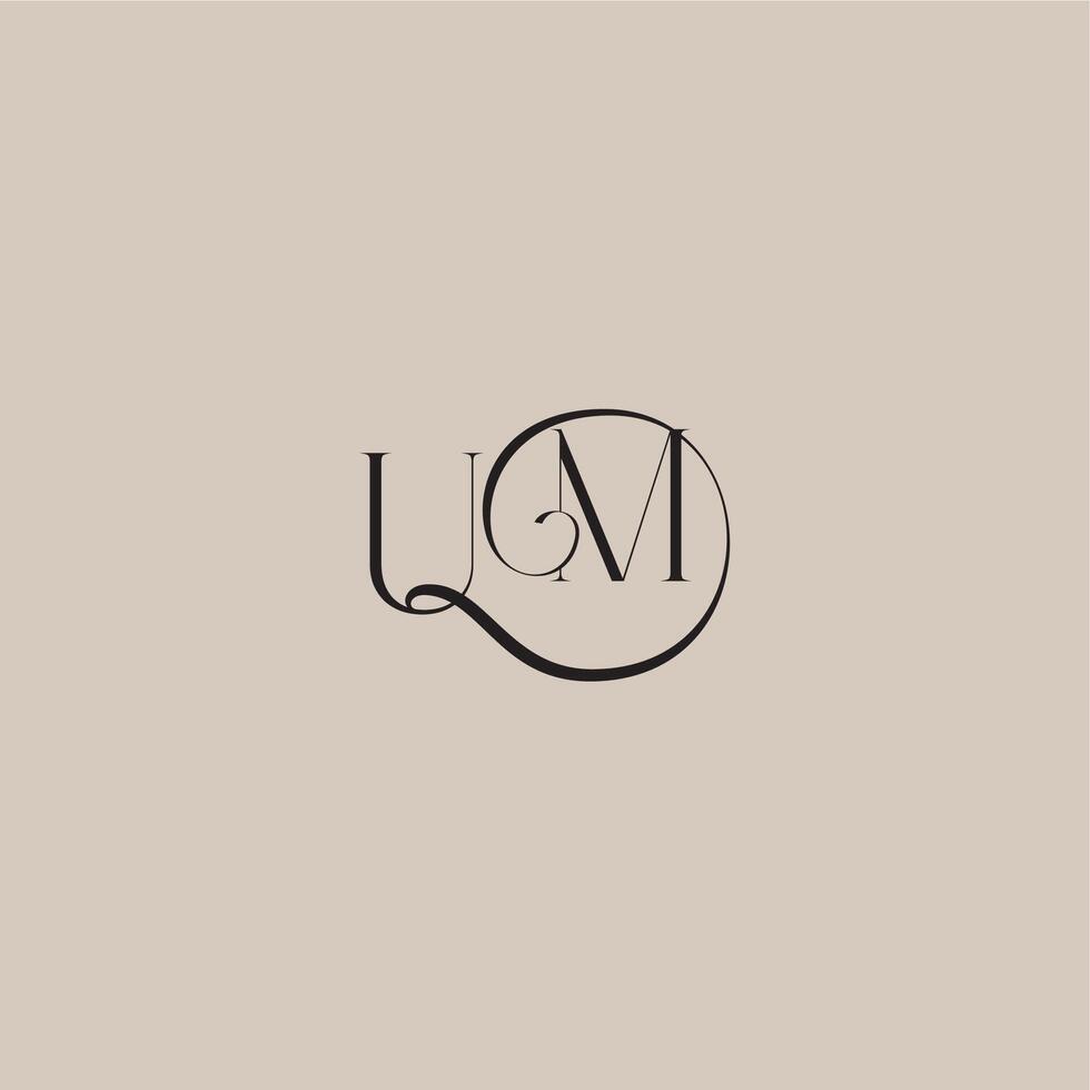 elegant and luxury style UM monogram wedding logo letter dinamyc curvy initial concept vector