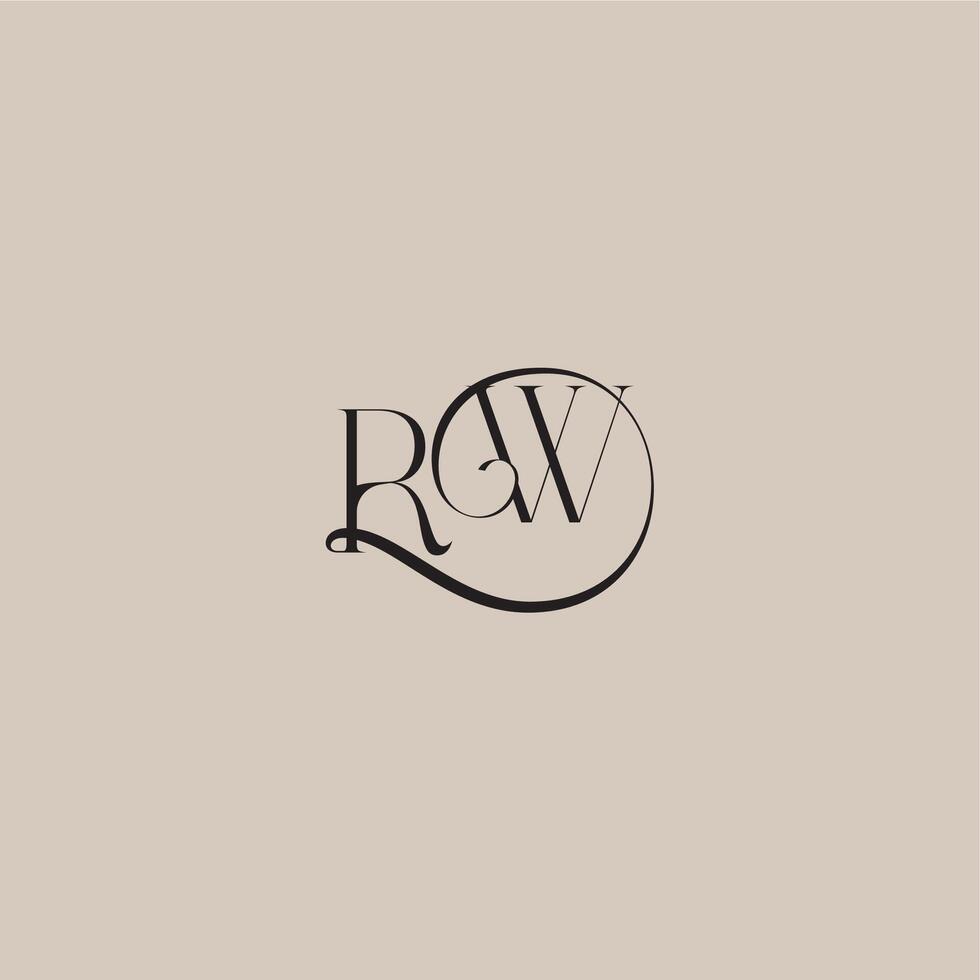 monogram wedding logo elegant and luxury style RW dinamyc curvy initial concept letter vector