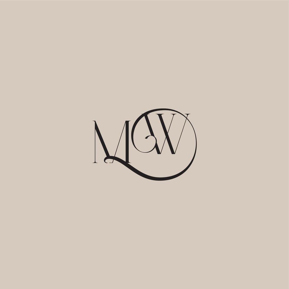 monogram wedding logo elegant and luxury style MW dinamyc curvy initial concept letter vector