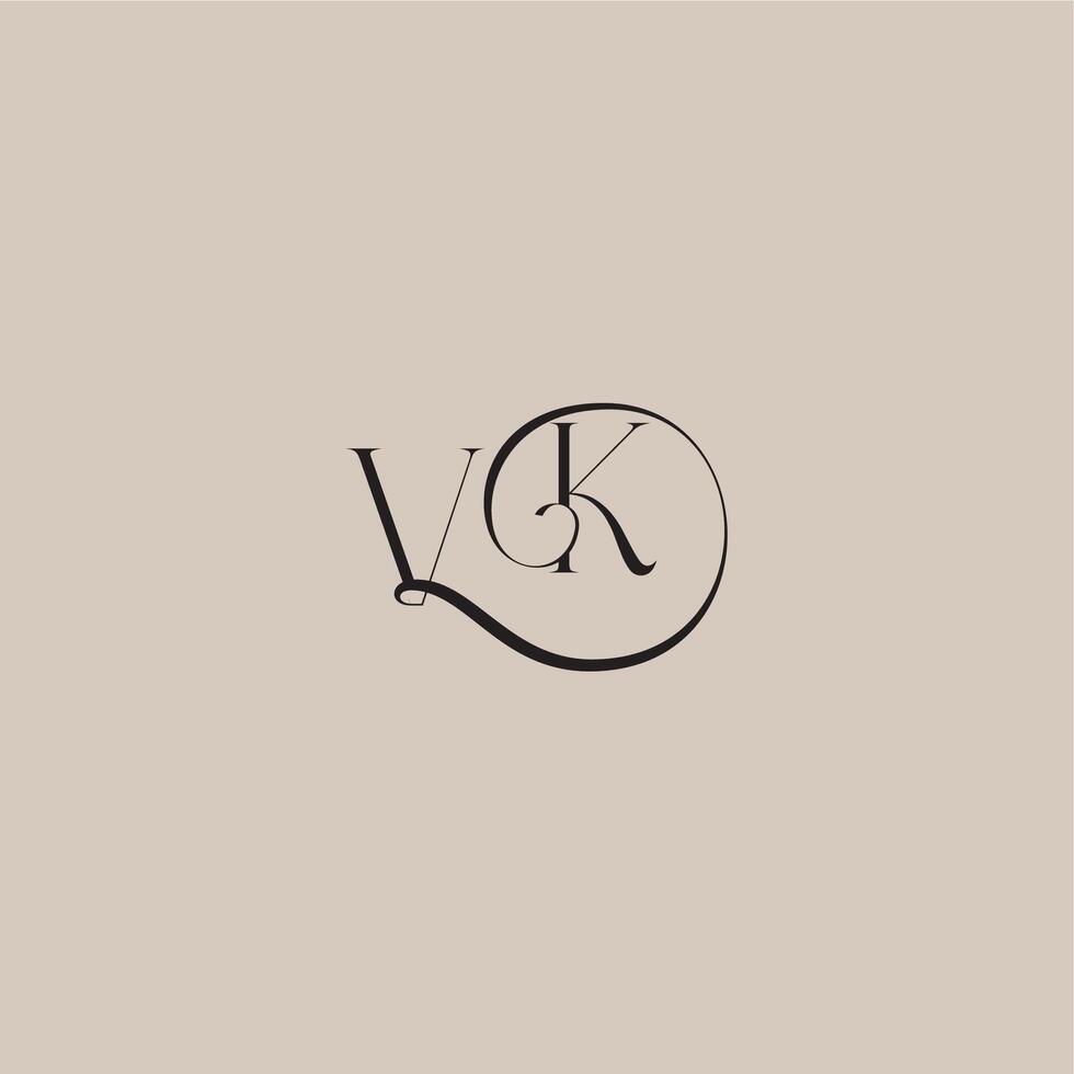 elegant and luxury style VK monogram wedding logo letter dinamyc curvy initial concept vector