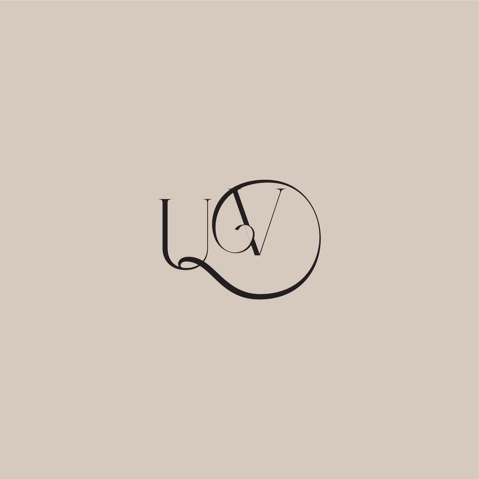 elegant and luxury style UV monogram wedding logo letter dinamyc curvy initial concept vector