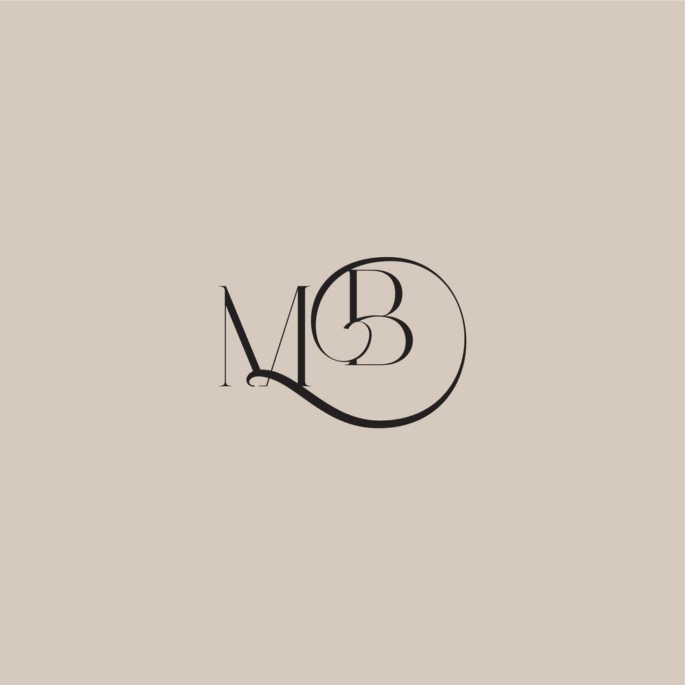 monogram wedding logo elegant and luxury style MB dinamyc curvy initial concept letter vector