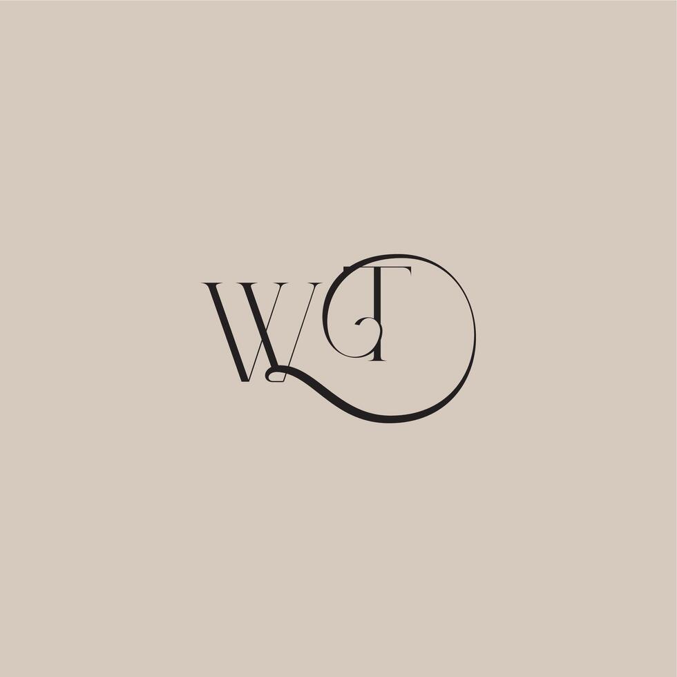 elegant and luxury style WT monogram wedding logo letter dinamyc curvy initial concept vector