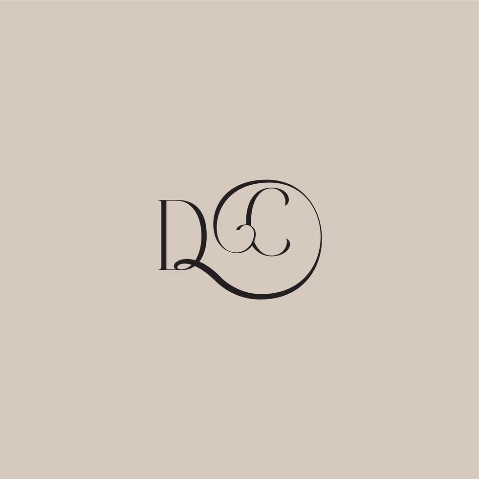 monogram wedding logo elegant and luxury style DC dinamyc curvy initial concept letter vector
