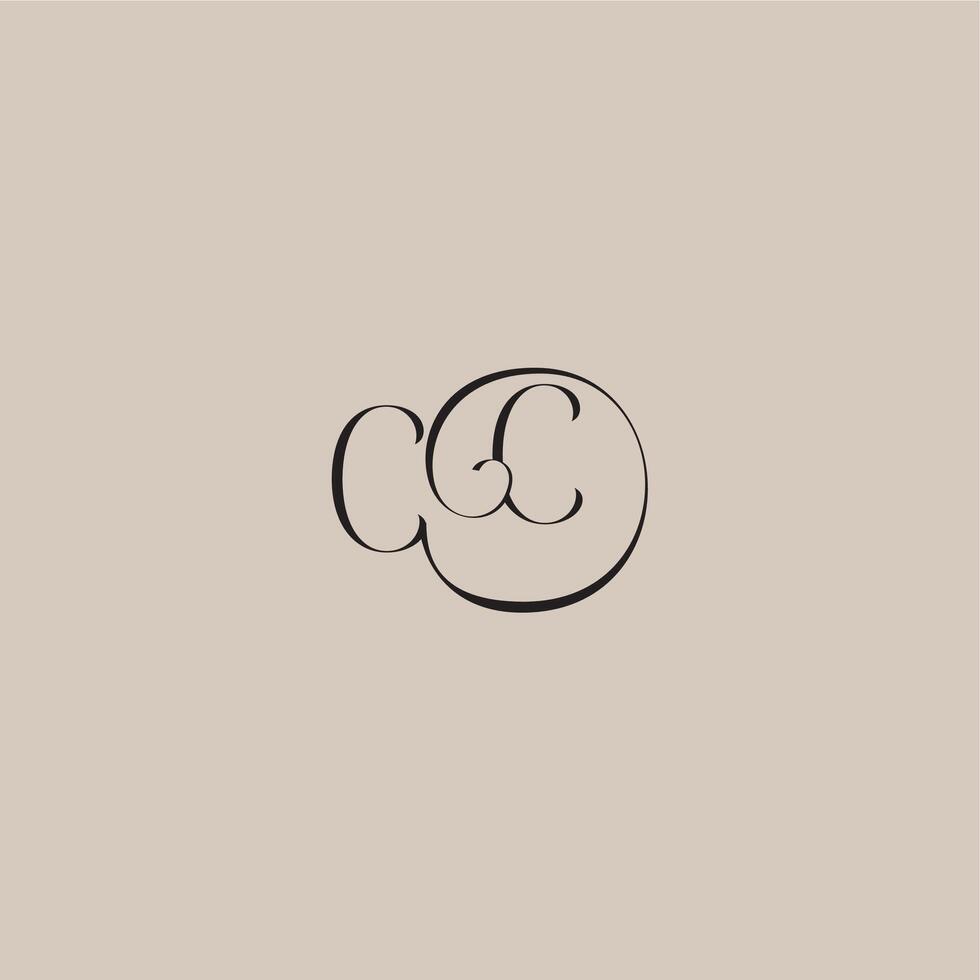 monogram wedding logo elegant and luxury style CC dinamyc curvy initial concept letter vector