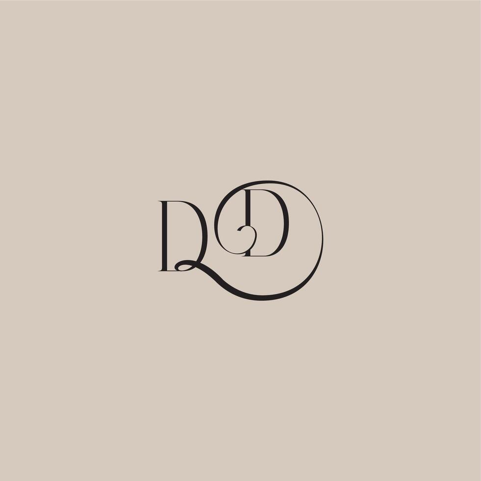 monogram wedding logo elegant and luxury style DD dinamyc curvy initial concept letter vector