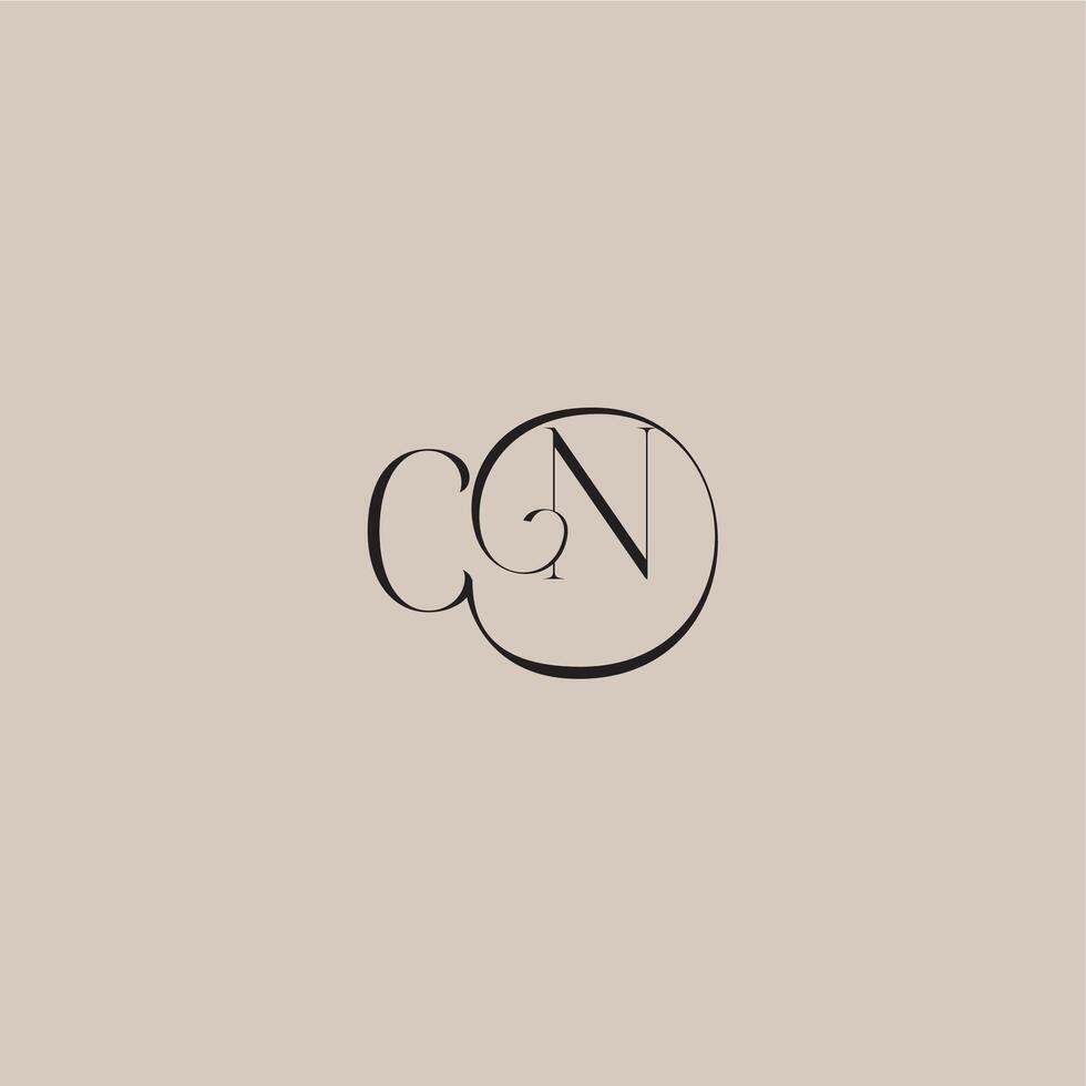 monogram wedding logo elegant and luxury style CN dinamyc curvy initial concept letter vector
