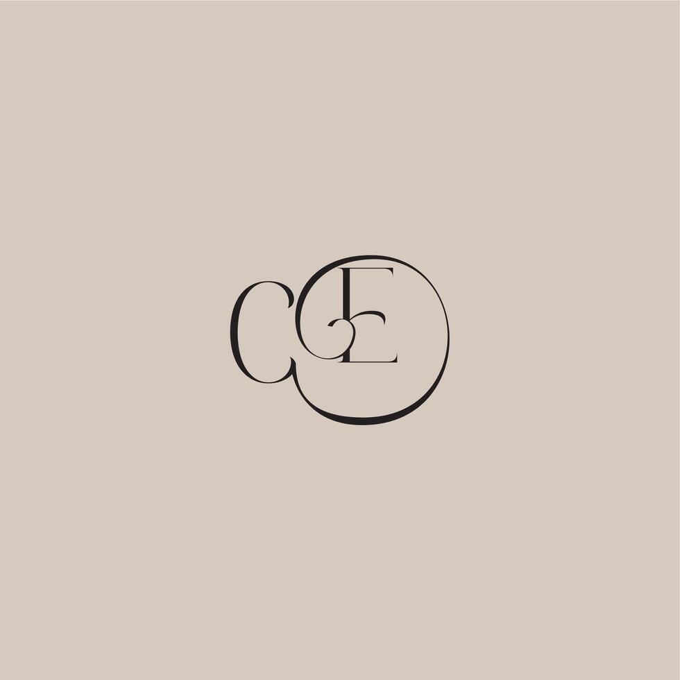 monogram wedding logo elegant and luxury style CE dinamyc curvy initial concept letter vector
