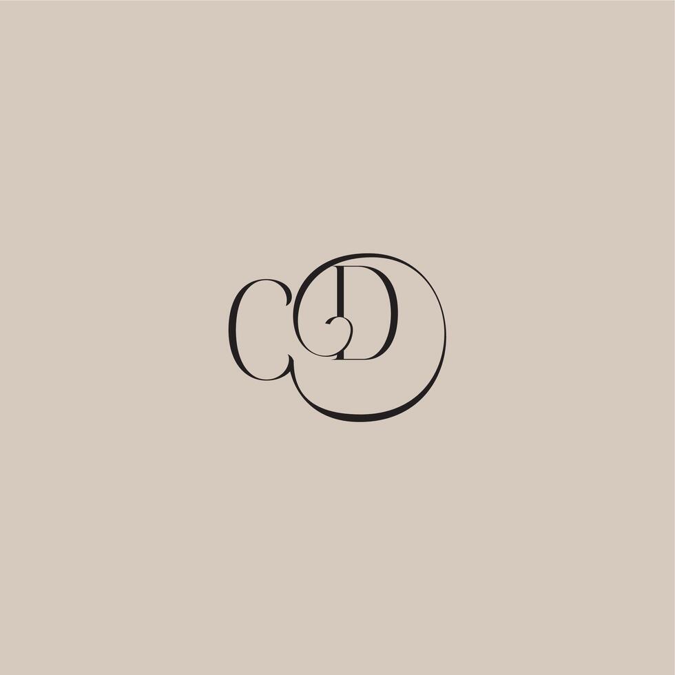 monogram wedding logo elegant and luxury style CD dinamyc curvy initial concept letter vector