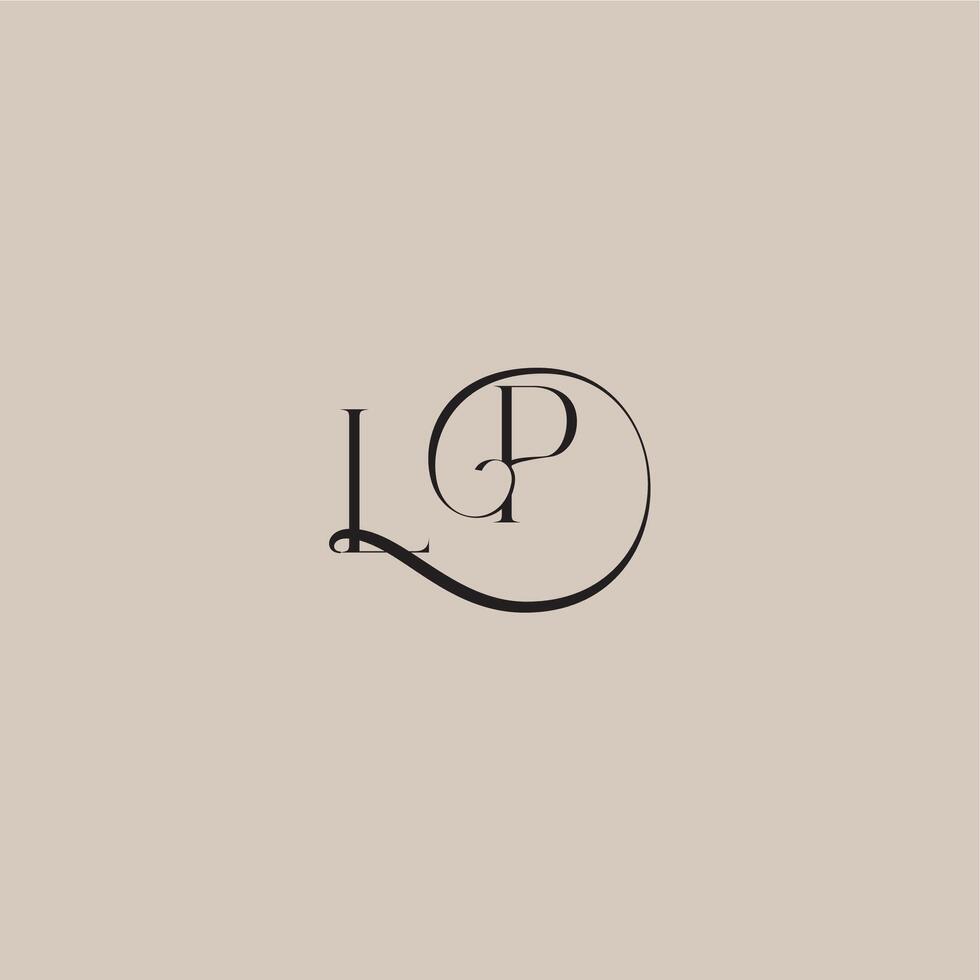 monogram wedding logo elegant and luxury style LP dinamyc curvy initial concept letter vector