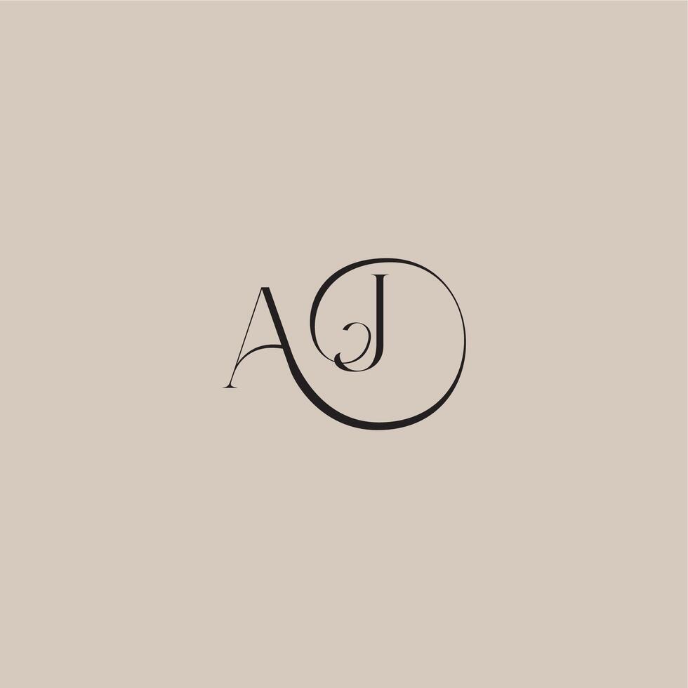 monogram wedding logo elegant and luxury style AJ dinamyc curvy initial concept letter vector