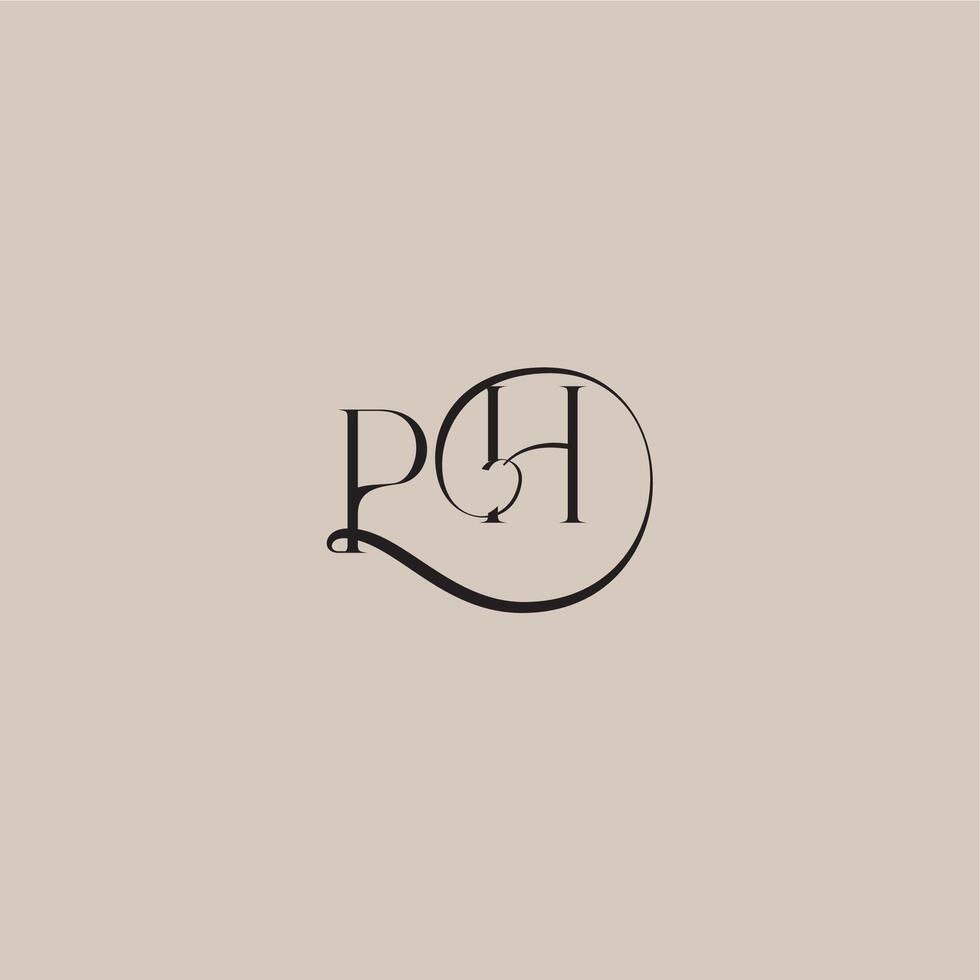 monogram wedding logo elegant and luxury style PH dinamyc curvy initial concept letter vector