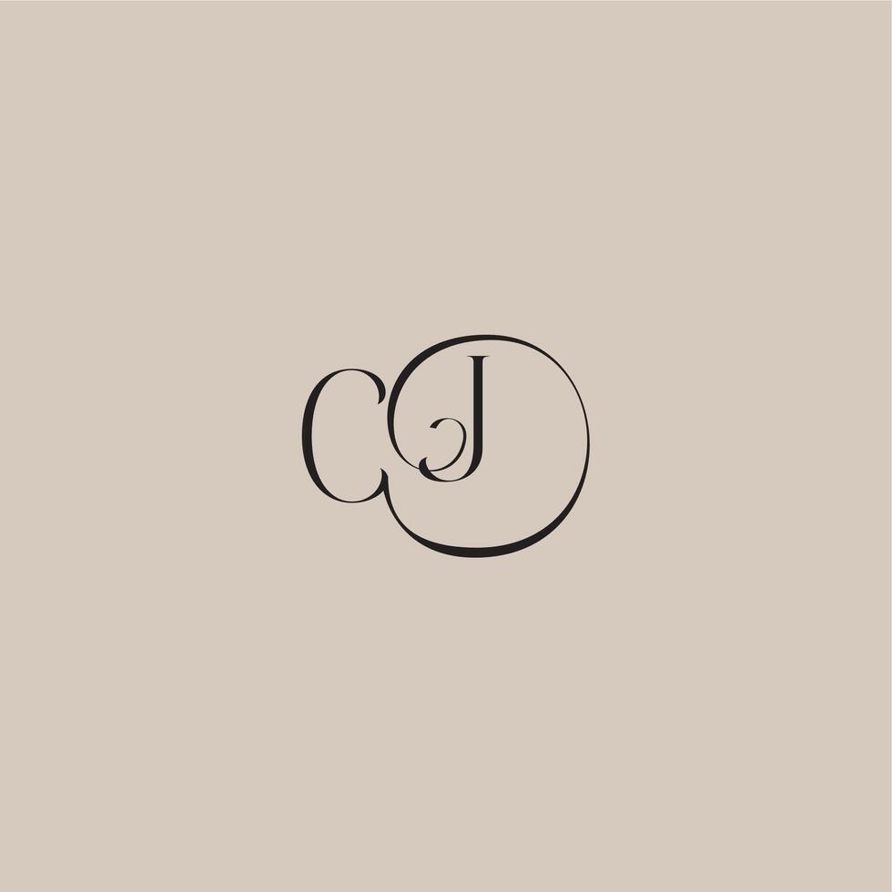 monogram wedding logo elegant and luxury style CJ dinamyc curvy initial concept letter vector