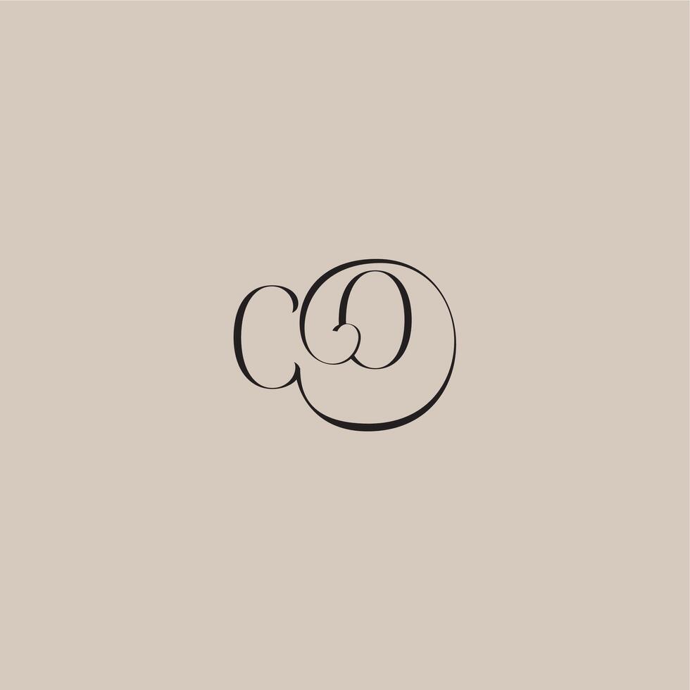 monogram wedding logo elegant and luxury style CO dinamyc curvy initial concept letter vector