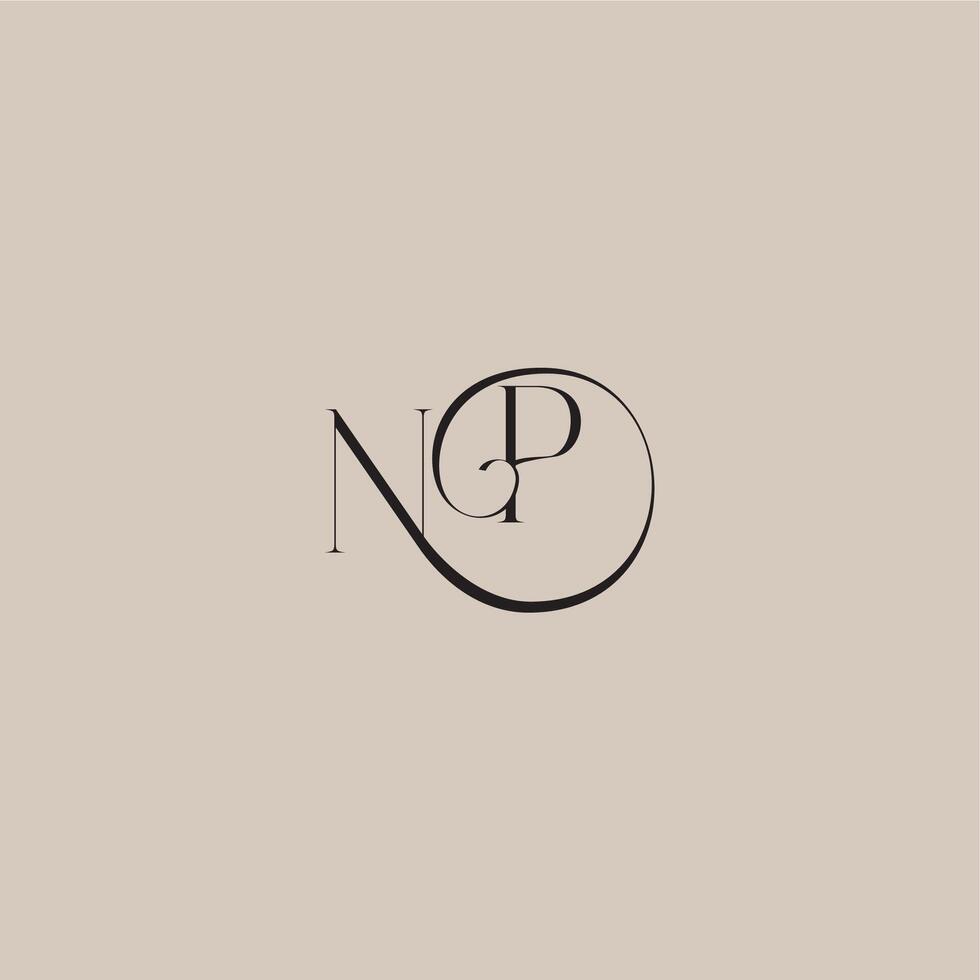 monogram wedding logo elegant and luxury style NP dinamyc curvy initial concept letter vector