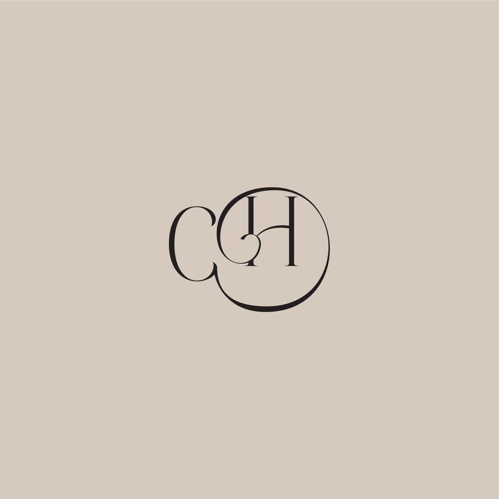 monogram wedding logo elegant and luxury style CH dinamyc curvy initial concept letter vector
