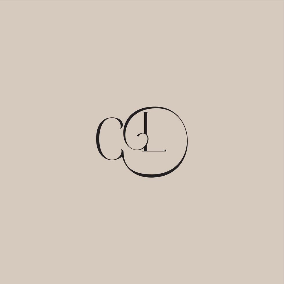 monogram wedding logo elegant and luxury style CL dinamyc curvy initial concept letter vector