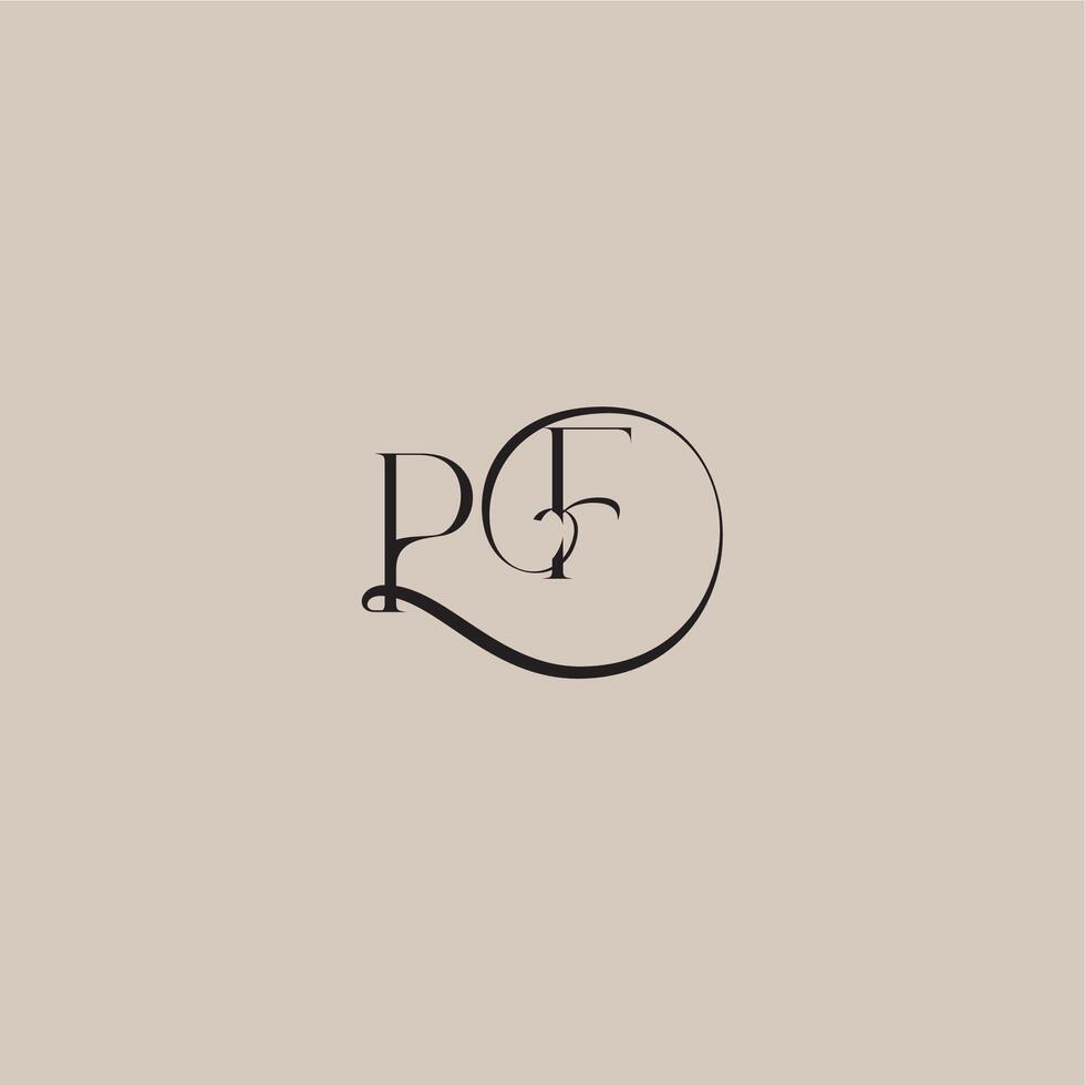 monogram wedding logo elegant and luxury style PF dinamyc curvy initial concept letter vector