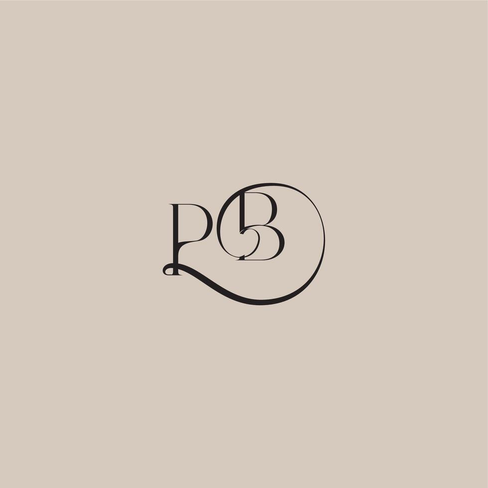 monogram wedding logo elegant and luxury style PB dinamyc curvy initial concept letter vector
