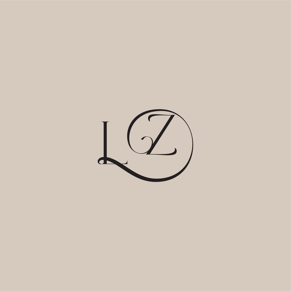 monogram wedding logo elegant and luxury style LZ dinamyc curvy initial concept letter vector