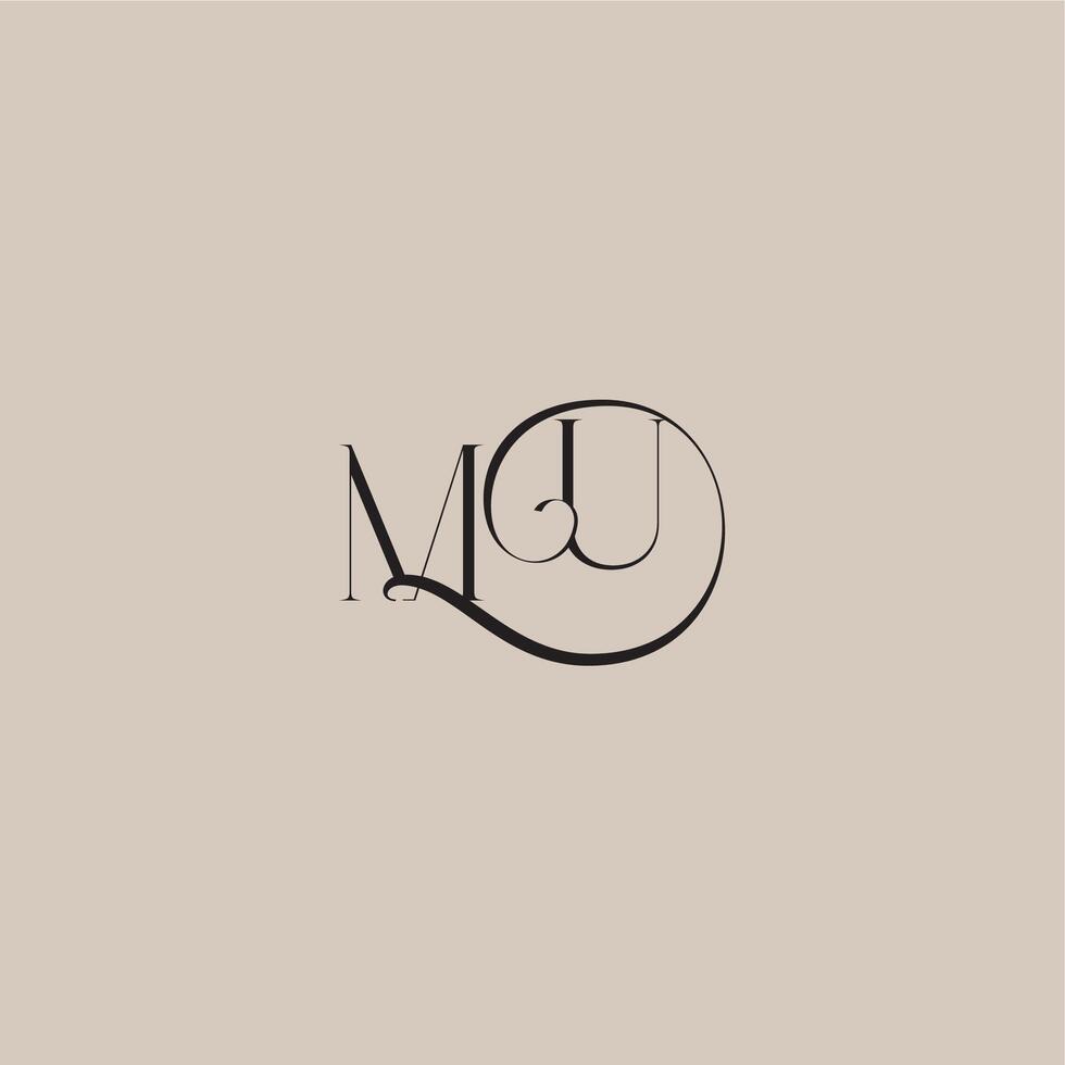 monogram wedding logo elegant and luxury style MU dinamyc curvy initial concept letter vector