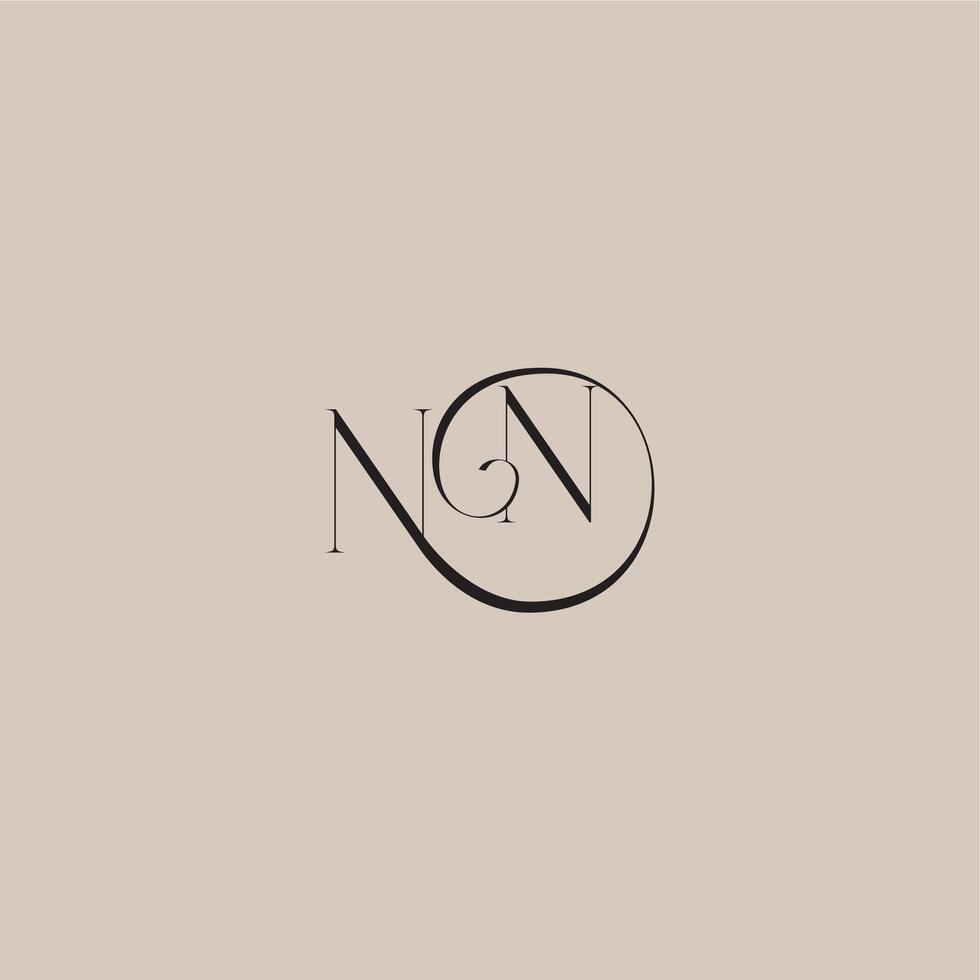 monogram wedding logo elegant and luxury style NN dinamyc curvy initial concept letter vector