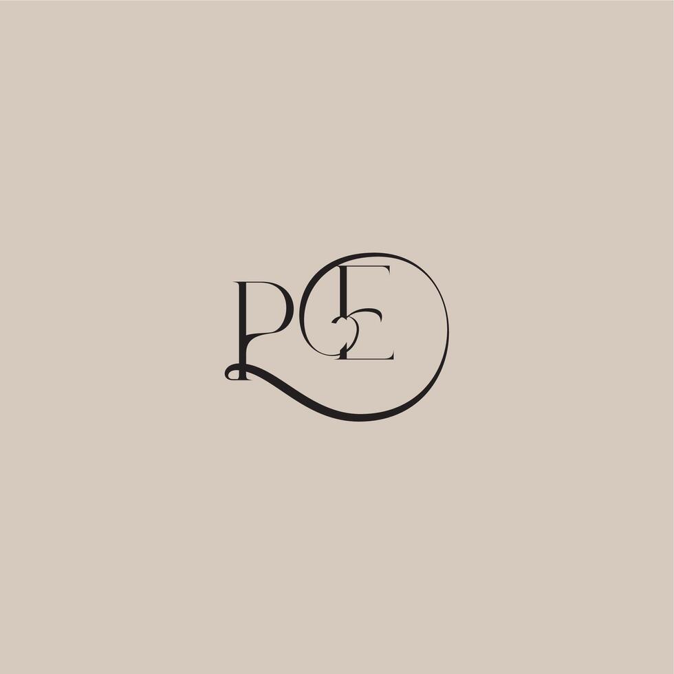 monogram wedding logo elegant and luxury style PE dinamyc curvy initial concept letter vector