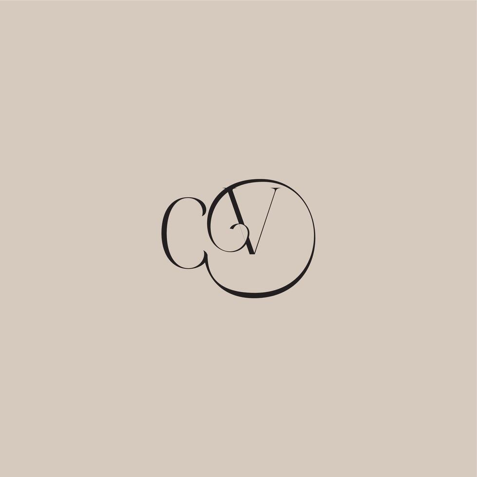 monogram wedding logo elegant and luxury style CV dinamyc curvy initial concept letter vector