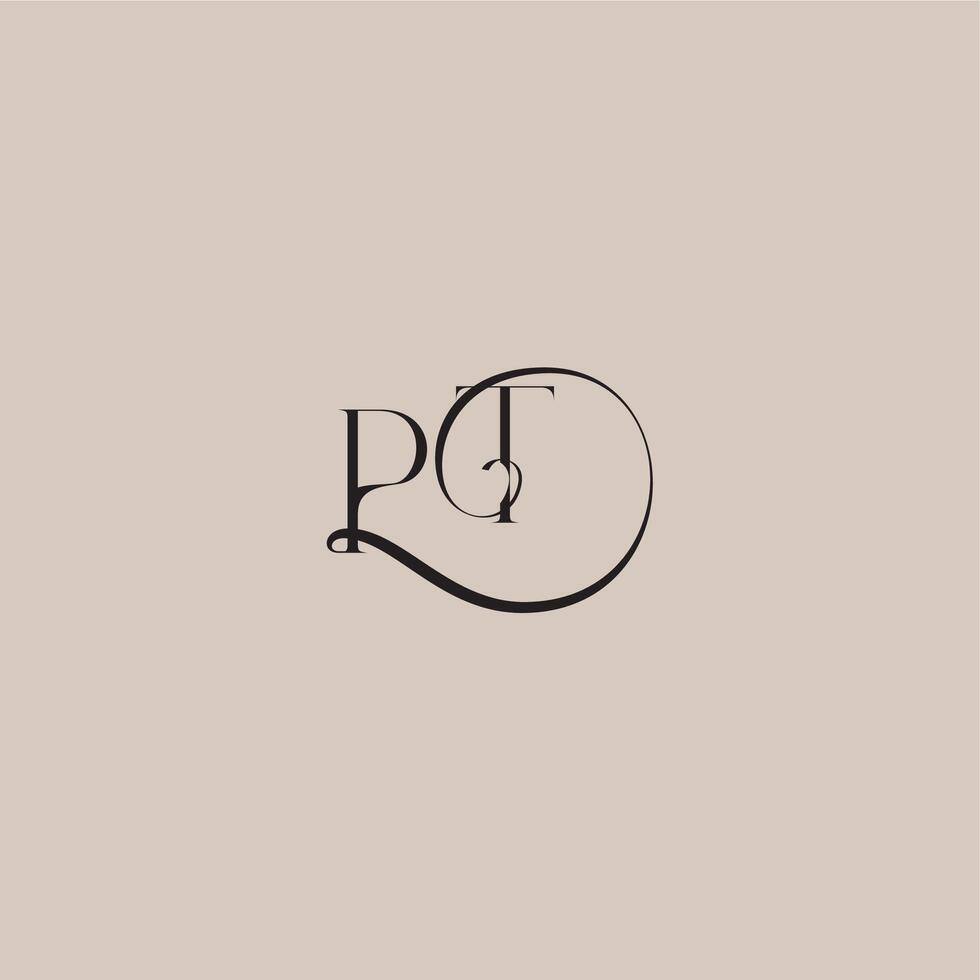 monogram wedding logo elegant and luxury style PT dinamyc curvy initial concept letter vector