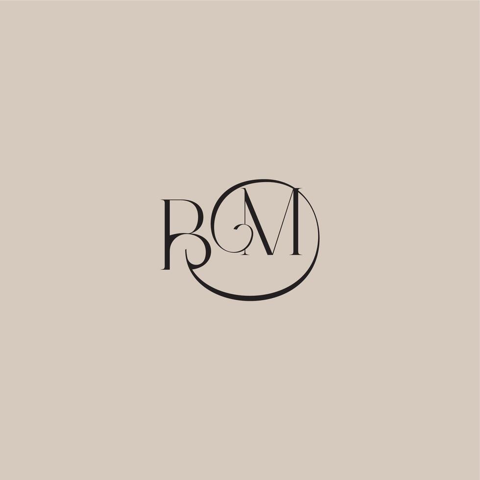 monogram wedding logo elegant and luxury style BM dinamyc curvy initial concept letter vector