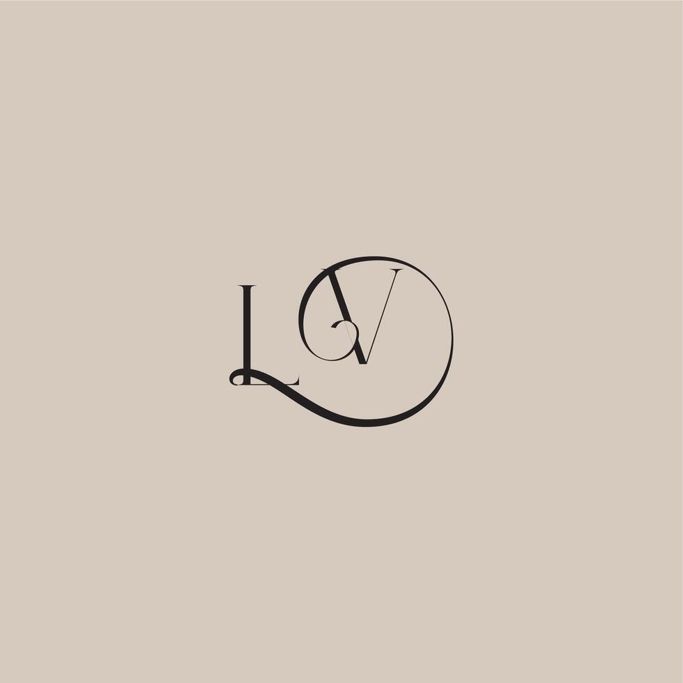 monogram wedding logo elegant and luxury style LV dinamyc curvy initial concept letter vector