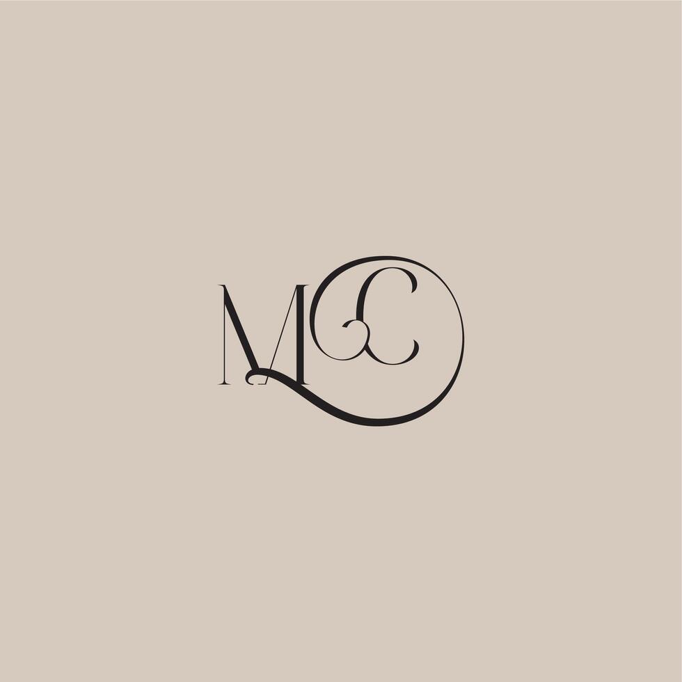 monogram wedding logo elegant and luxury style MC dinamyc curvy initial concept letter vector