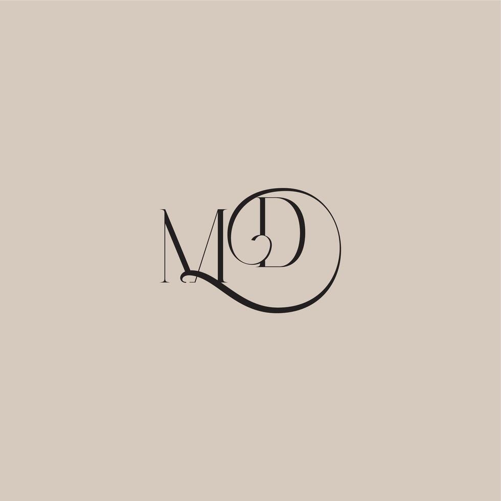 monogram wedding logo elegant and luxury style MD dinamyc curvy initial concept letter vector