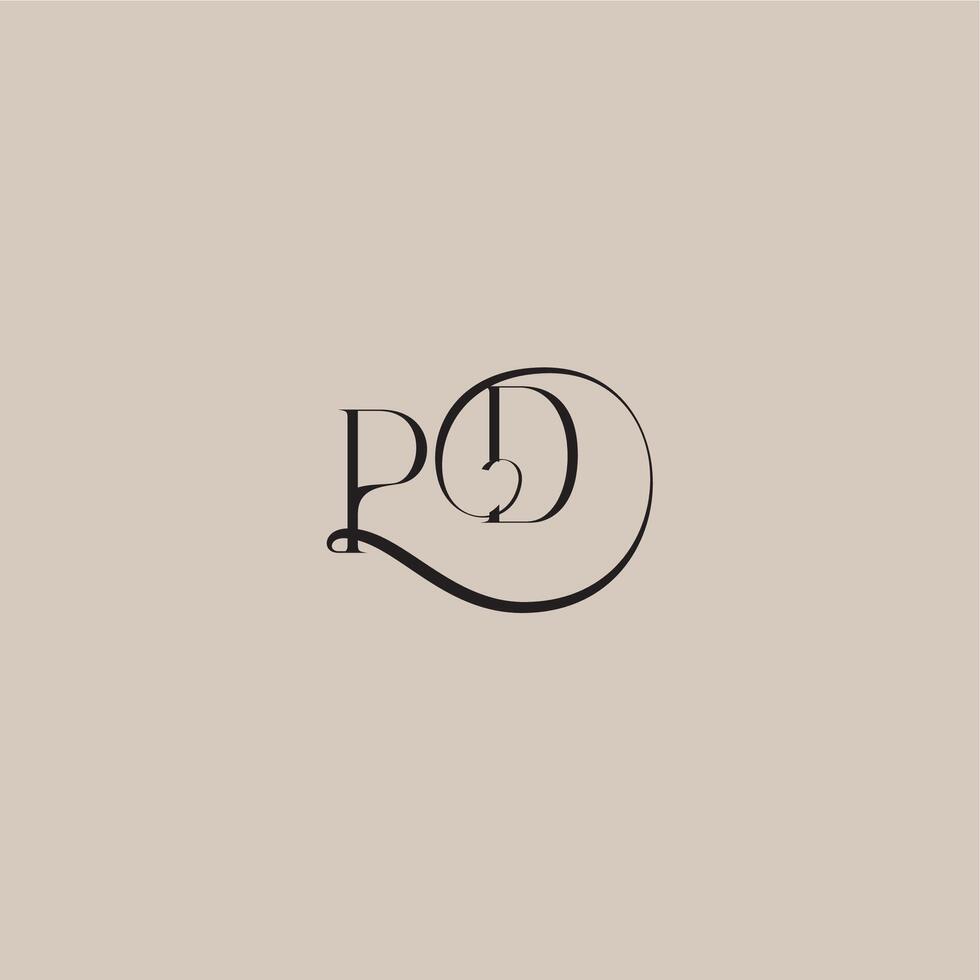 monogram wedding logo elegant and luxury style PD dinamyc curvy initial concept letter vector