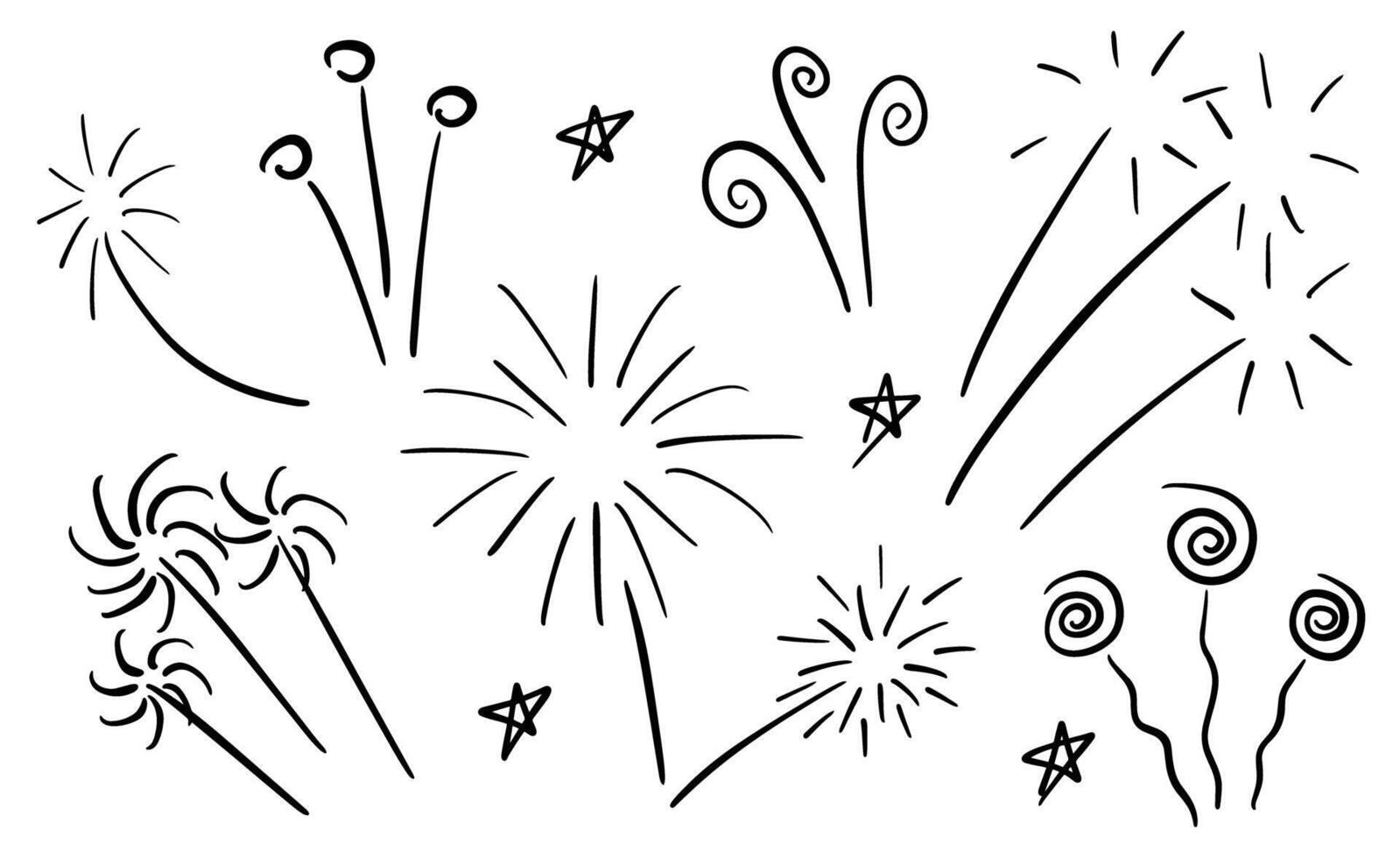Abstract Fireworks and Stars Doodle Illustration vector