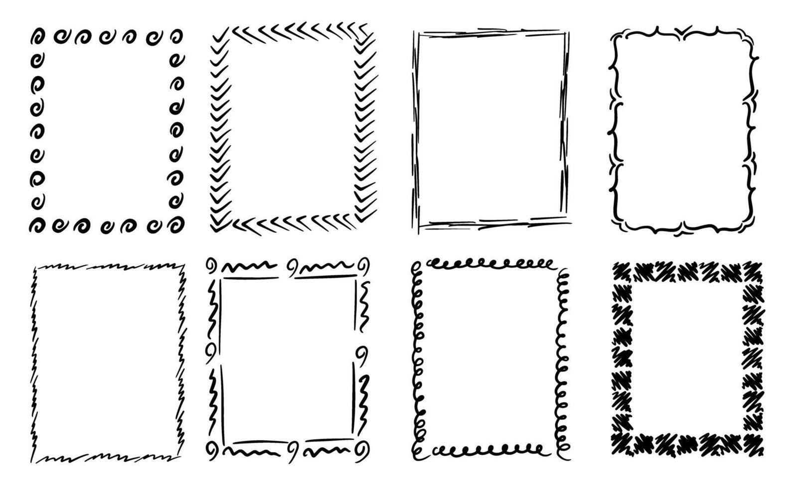Hand-Drawn Decorative Borders and Frames Set vector