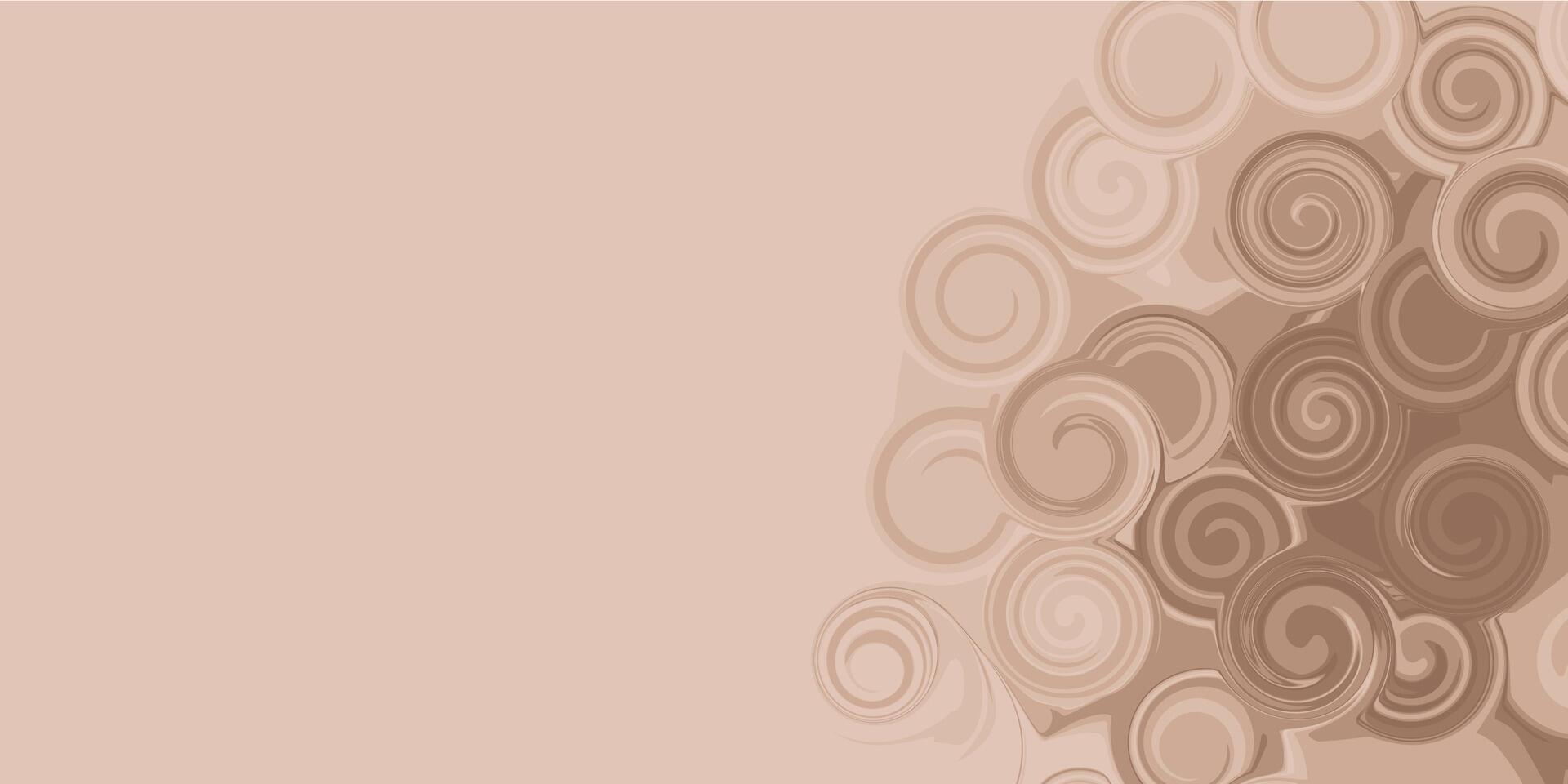 Nude tan fluid swirl horizontal background to create a trendy cover. Beige texture for web design. vector