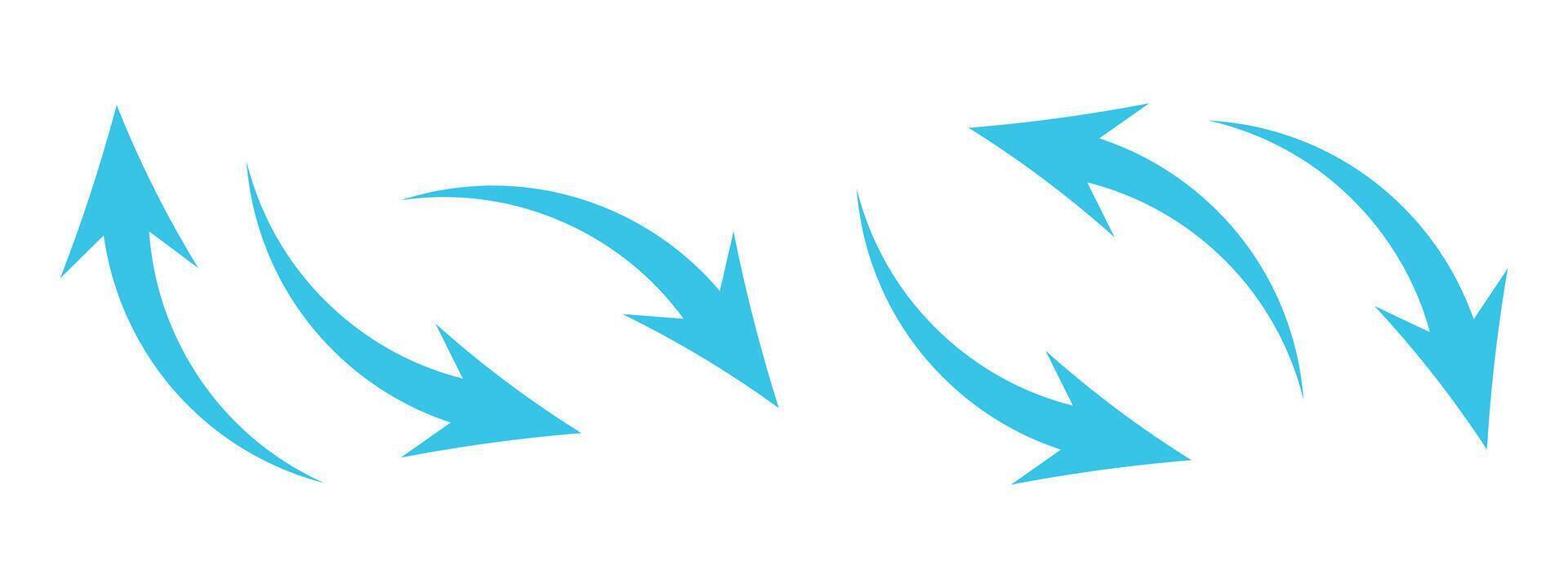 Sky Blue curve arrow direction icon set vector