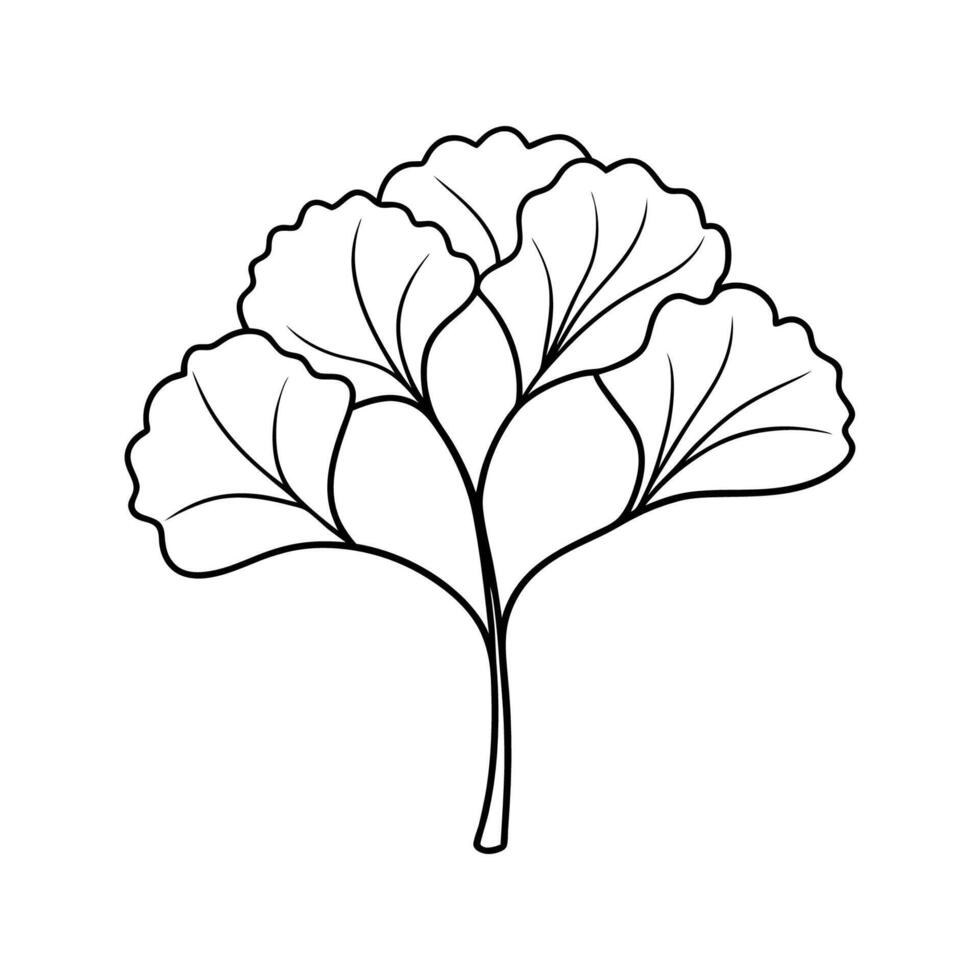 Ginkgo biloba branch with leaves hand drawn contour line. Minimalist Style. For design of logo, invitation, posters, postcard, prints on t-Shirts. vector