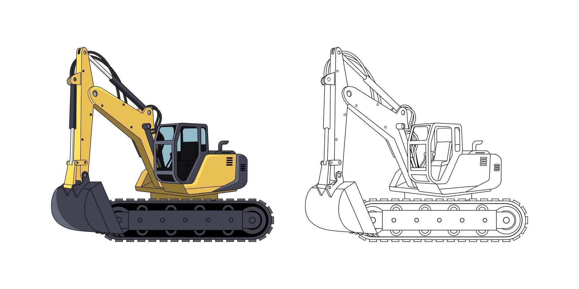 Illustration of Excavator Vehicle Cartoon vector
